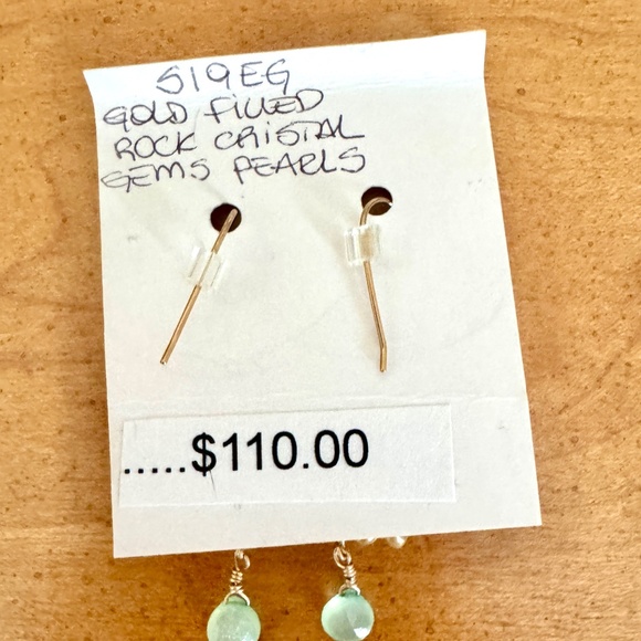 Anna Balkin - Gold Filled, Rock Crystal, Gems and Pearls, Drop Earrings - NWT - Picture 3 of 4
